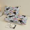 3pcs Fitted Sheet Set Cute Cat Pattern Print Design Bed Sheet Easy Care Anti-Slip With Pillowcases For Bedroom Decor