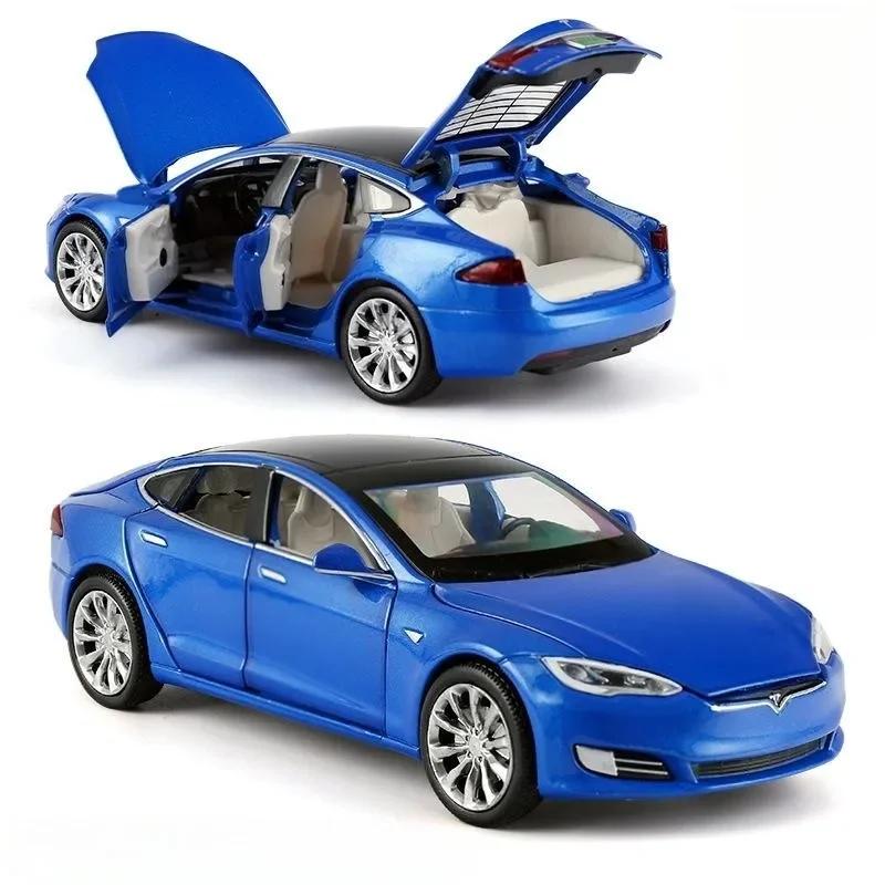1/32 Tesla Cybertruck Pickup Model S Model X Model Y Toy Car Diecast Metal Off Road Collection Pull Back Sound Light Gift Boy