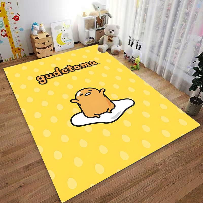 Желтый ковер с рисунком персонажа-яйца Gudetama для декора спальни. Подходит для использования в качестве противоскользящего покрытия для гостиной, спальни, диванов.