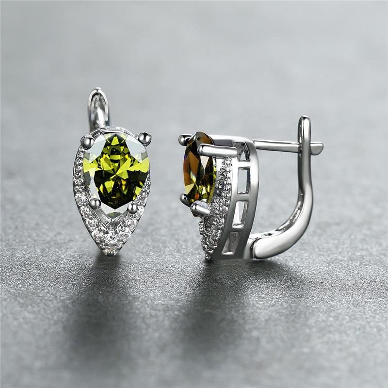 2022 New Geometric Teardrop Cut Green Stone Earrings Temperament Long Drop Trendy Female Earrings