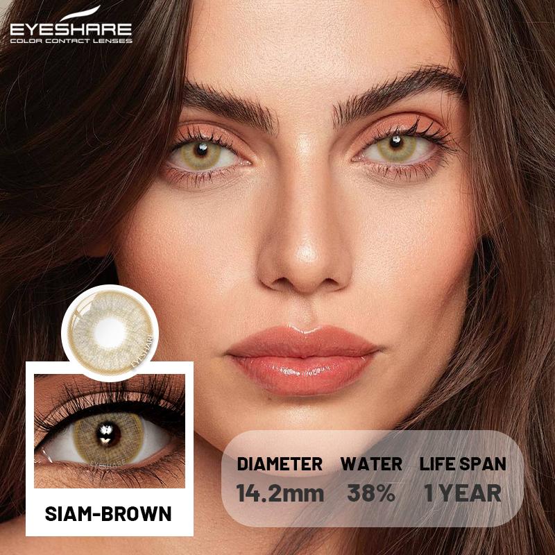 Eyeshare 1 пара цветных линз для глаз, модные голубые линзы для глаз, зеленые контактные линзы, коричневые линзы для серых зрачков, годовые линзы, красота