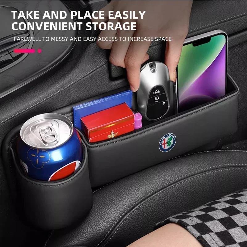 Car Seat Gap Multifunction Crevice Storage Box For Alfa Romeo Giulia Stelvio Giulietta 156 159 147 Mito Tonale Brera Disco rty112