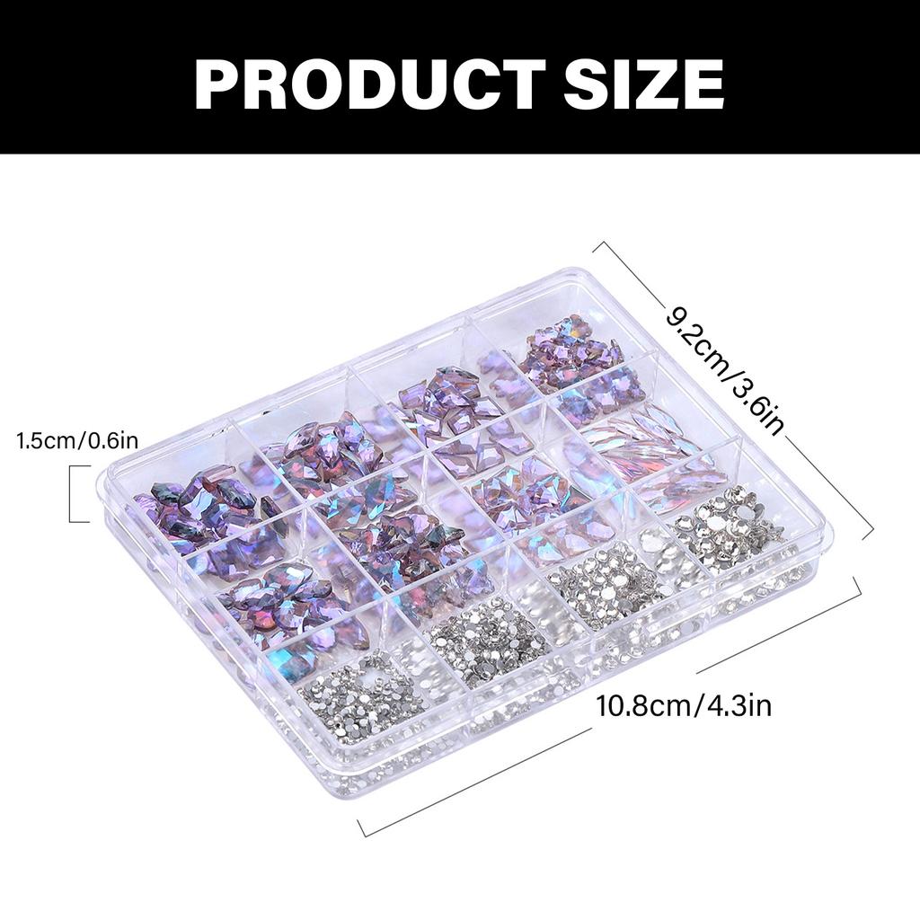 1Box 3D Nails Charm Mixed Size Glass Nails Stones with Flatback Rhinestones Crafts Nails Art for Nails Enthusiasts