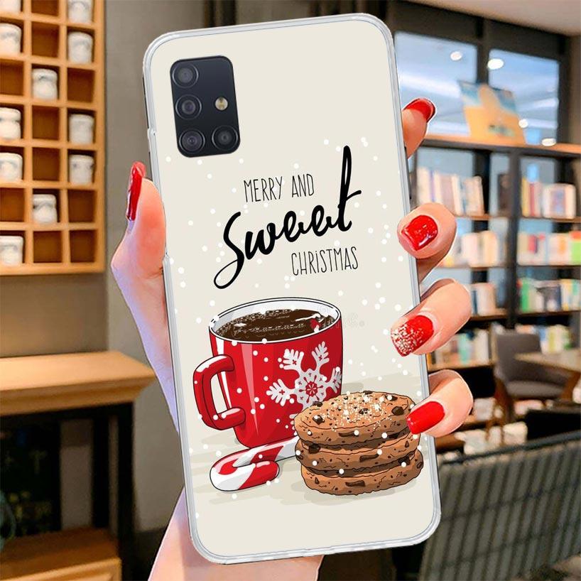 Winter Coffee Christmas Cover Phone Case For Samsung Galaxy A12 A22 A32 A52 A72 A02S Phone Case Note 20 Ultra 10 S10 Plus A51 A7