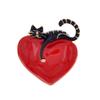 New Enamel Heart And Cat Cute Kitty Pin Vivid Animal Brooches Kids Jewelry Fashion Carton Design 2 Colors Avaible