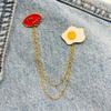 New Enamel Pin Fried Egg with Chain and Saying Metal Plug Gift Birthday 1 Piece