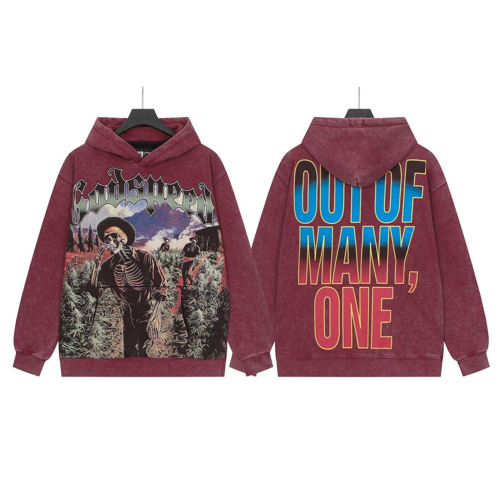 Худи с ретро-принтом 'God Bless America' в стиле рок-стрит, стиранное, повседневное, свободного кроя