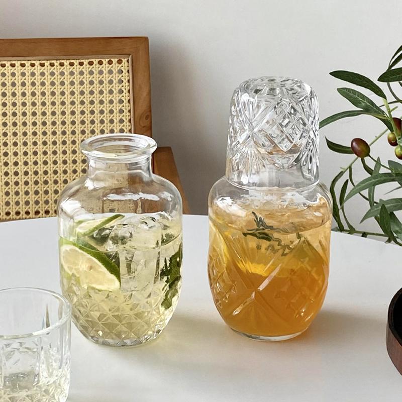 Винтажный стеклянный стакан, бутылка для воды, набор стаканов, прозрачный стакан для сока, молока, кофе, эстетичный стеклянный стакан, украшение стола для дома
