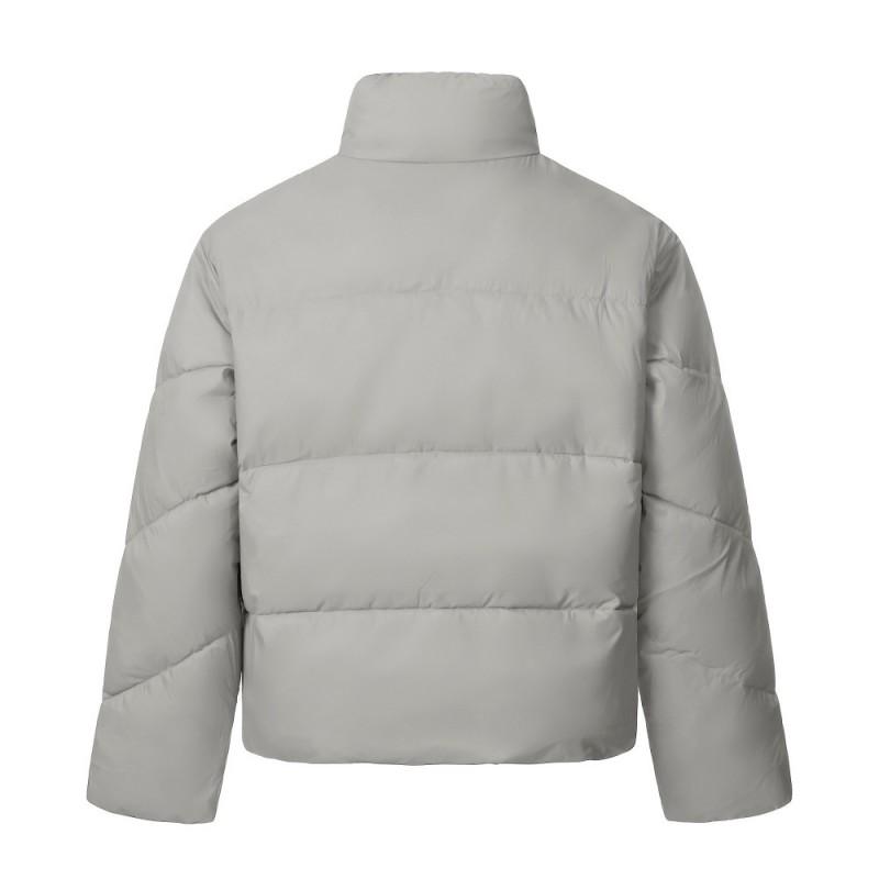 Mens Oversized Solid Color High Collar Cotton Puffer Jacket Streetwear Casual Warm Winter Coat