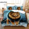 Пододеяльник с изображением льва, комплект постельного белья с 3D-изображением африканской дикой природы для детей и девочек, мягкий пододеяльник из микрофибры с застежкой-молнией