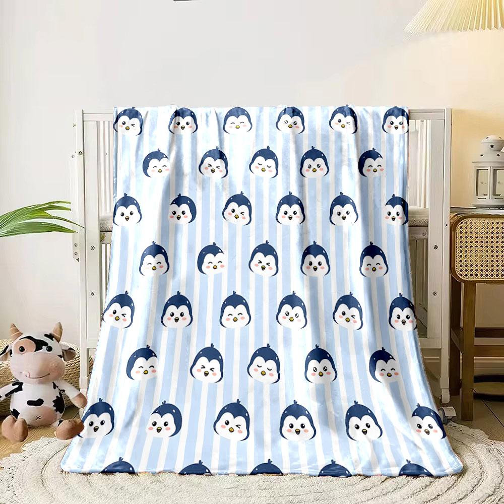 Cute Penguin Pattern Blanket print blanket soft and cozy perfect for the living room bed sofa or a nap,gift