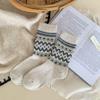 Женские ретро шерстяные носки в стиле Fair Isle - Средней длины, Плотные, Теплые, Осенне-Зимний стиль, Японский литературный дизайн