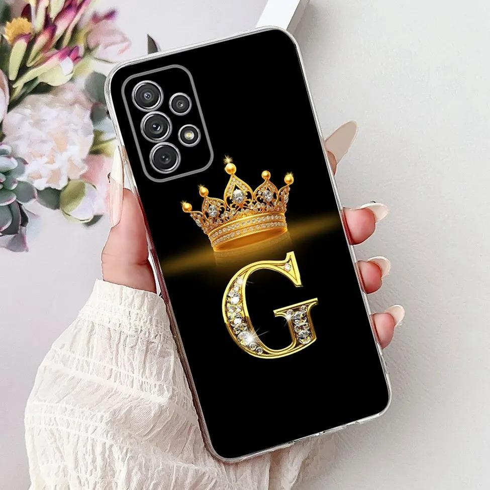 Для Samsung A53 Прозрачный Чехол Роскошные Буквы А-Я Модная Корона 2D Расписной Мягкий Чехол Для Samsung Galaxy A53 Корпус Телефона SM-A536B