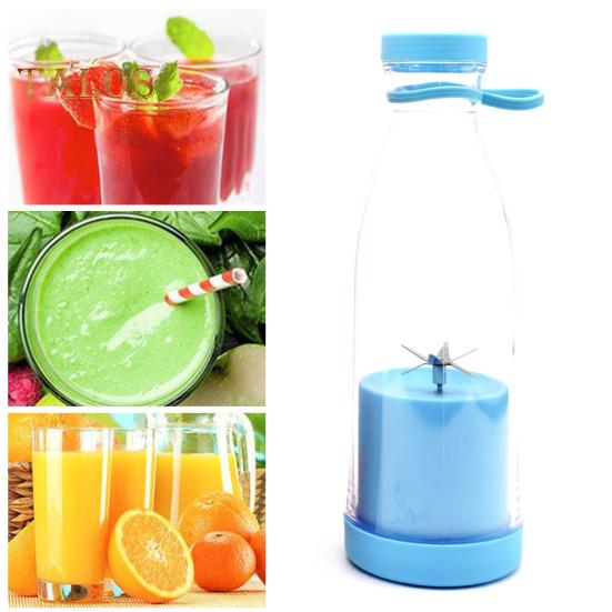 Электрическая соковыжималка объемом 380 мл, перезаряжаемая, смузи-машина с 6 лезвиями, дорожная бутылка без бисфенола А для льда, фруктов, овощей, портативный блендер для домашнего/уличного использования