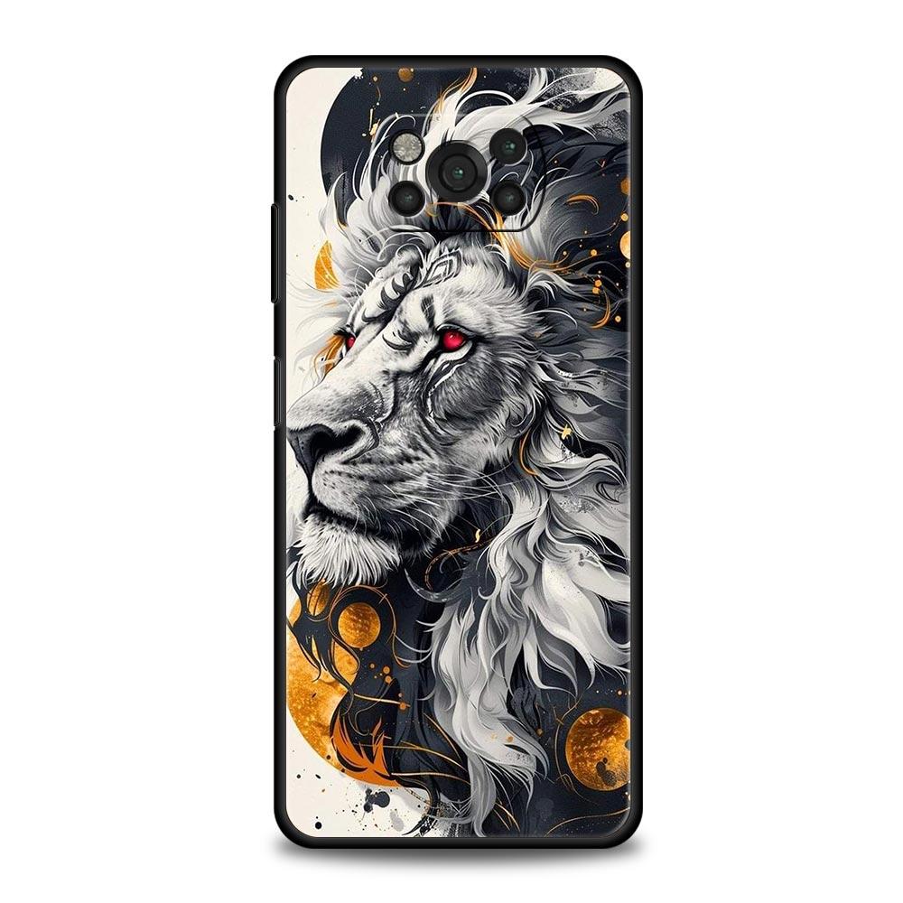 Двухцветный чехол-бампер с узором "Крест" и изображением льва для Xiaomi Poco F7 Ultra F6 F5 F4 F3 X6 X5 X4 X3 NFC C51 C55 M4 GT, мягкий ТПУ корпус