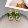 Starry Shuttle High-End Zircon Drip Glaze Retro Earrings