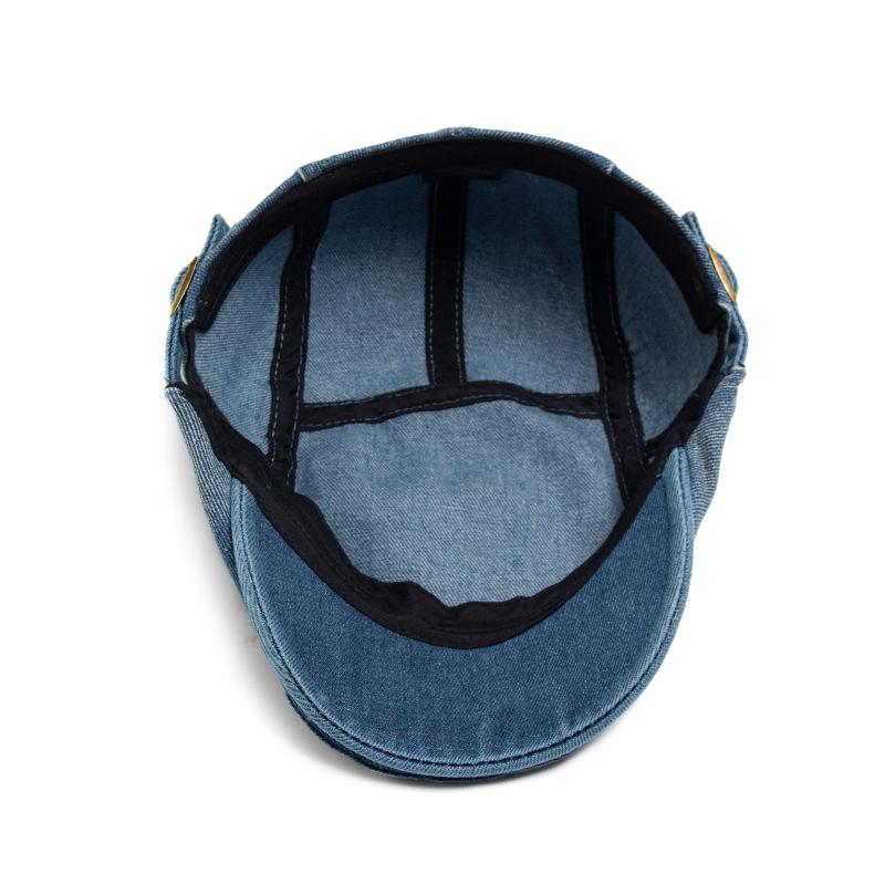 Smooth-fabric, Stone-washed Denim Cap for Men – Vintage, Versatile, Forward-facing Style; Women’s Sun-protective, Casual Beret – Adjustable
