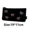 Canvas Cute Embroidered Bag Bowknot Storage Bag Funny Cosmetics Bag