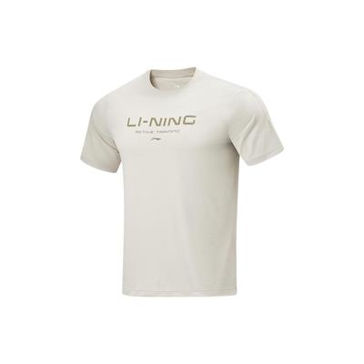 Li Ning Cooling Tea T Быстросохнущий повседневный топ с логотипом и буквенным принтом, круглый вырез, трикотажная спортивная футболка с коротким рукавом, мужские топы светло-желтого и серого цвета ATSU589-3
