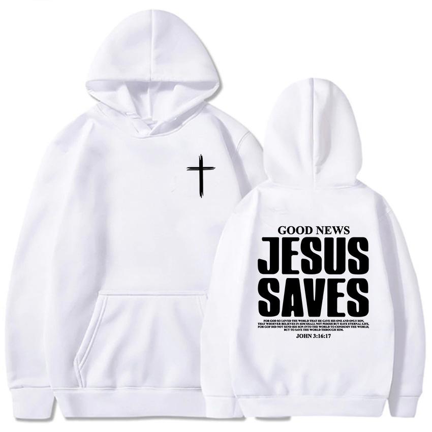 Jesus Saves John Hoodies Christian Bible Verse Sweatshirts Men Women Clothes Winter Comfortable Pocket Pullovers Graphic