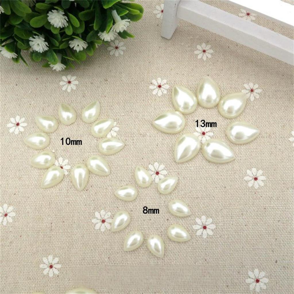 100 шт., жемчужины цвета слоновой кости, овальные бусины со стразами, имитация воды, самодельные жемчужины для скрапбукинга