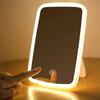 LED Folding Vanity Mirror with Touch Sensor, 3 Color Illumination Modes - White, Natural and Warm Light, Adjustable Brightness