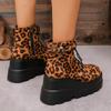 Women Leopard Ankle Chelsea Boots Wedges Platform Shoes 2024 Winter Designer New Walking Shoes Fashion Dress Chaussures Femme