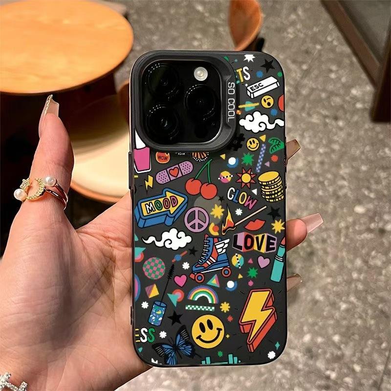 Смайлик граффити Apple 16Promax новый чехол для телефона iPhone15Pro личность 14Pro продвинутый 17 жесткий чехол