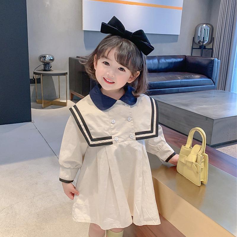 Платье для девочек в студенческом стиле, повседневная детская юбка, однотонное свежее детское платье принцессы