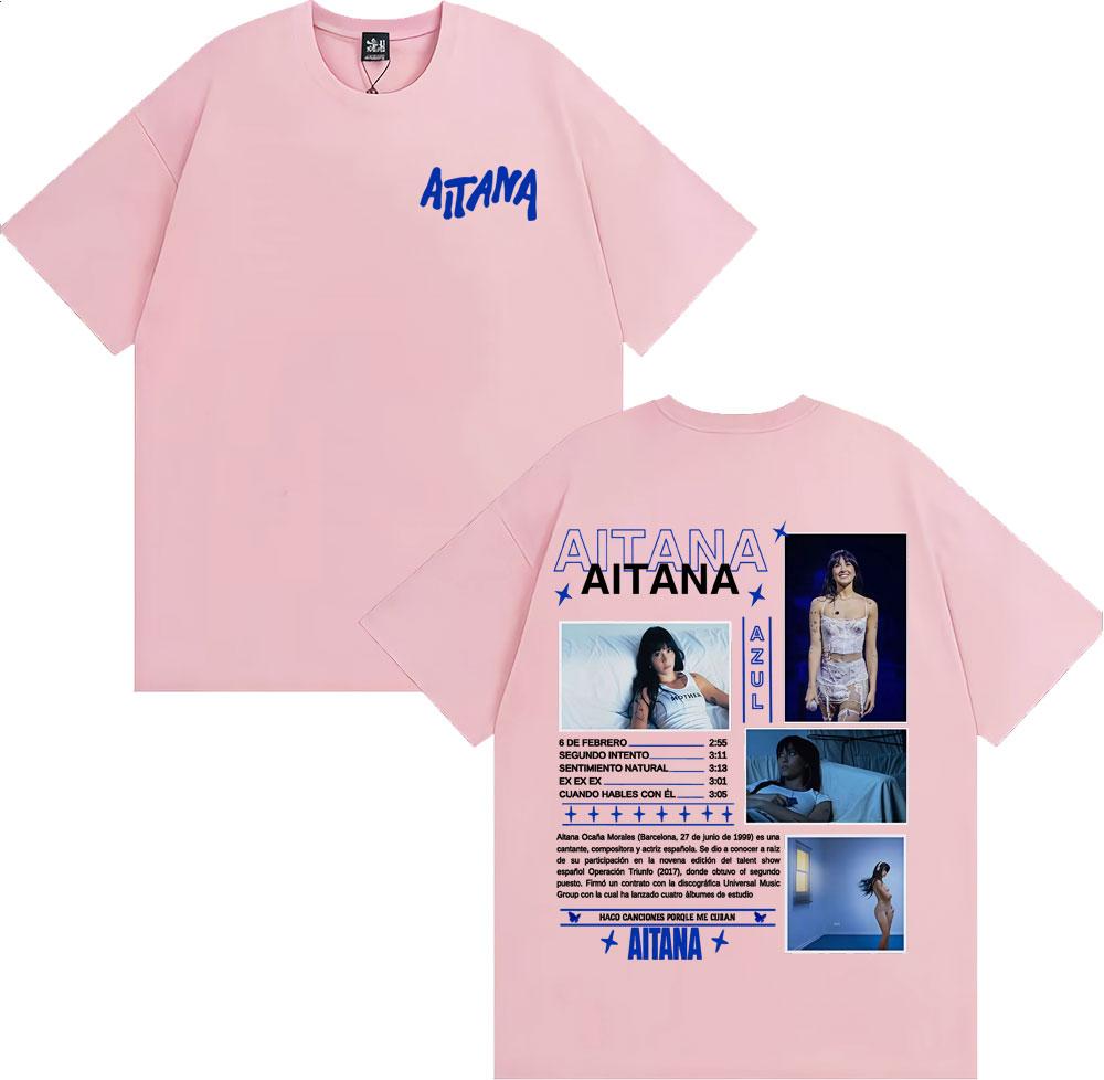 Певица Aitana Cuarto Azul Альбом Тур Обложка Футболки Унисекс Модный Тренд Уличная Мода Футболка Женская Летняя С Круглым Вырезом Хлопковые Футболки