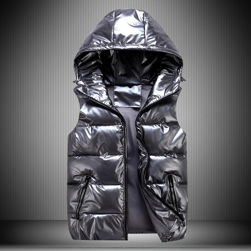 Autumn and Winter Parent-child Glossy Stand-up Collar Cotton Vest Men's Thickened Hooded Slim Shoulders Cotton Love