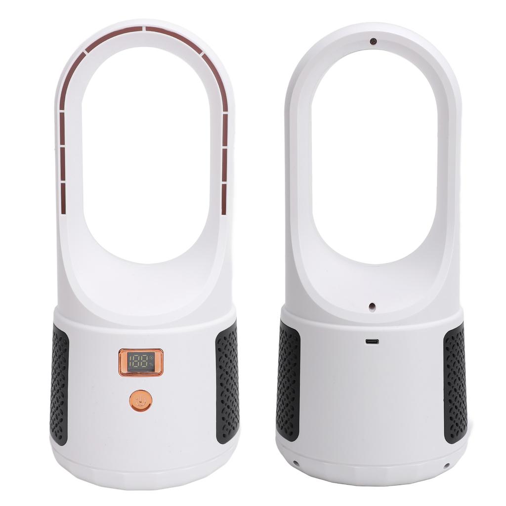 USB Desk Fan 6 Speeds Wind Quiet Portable Bladeless Cooling Fan with Power Display for Home Bedroom Office