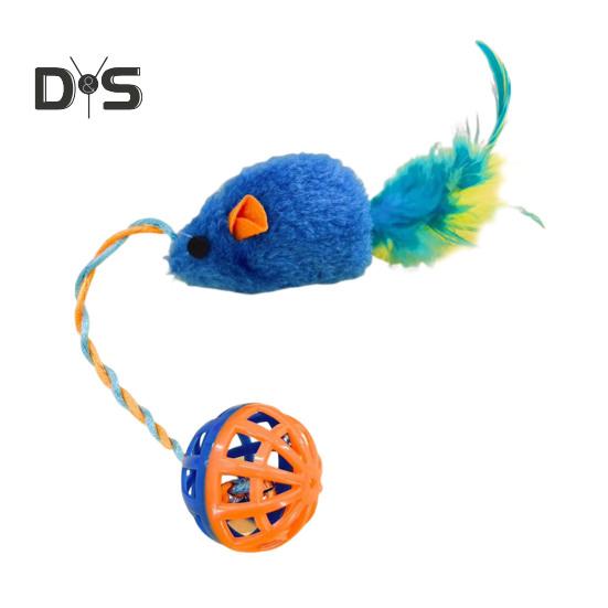 Интерактивная игрушка-мышка для кошек с колокольчиками, имитация плюшевой мыши, жевательная игрушка для кошек, пушистая игрушка-колокольчик для кошек, живущих в помещении