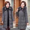 Middle Aged Mother Down Cotton Padded Jacket Hooded Coat Parkas Women Winter