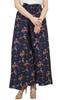 Women's Cotton Culottes Designer Blue Palazzo Pants Elastic Waist-L