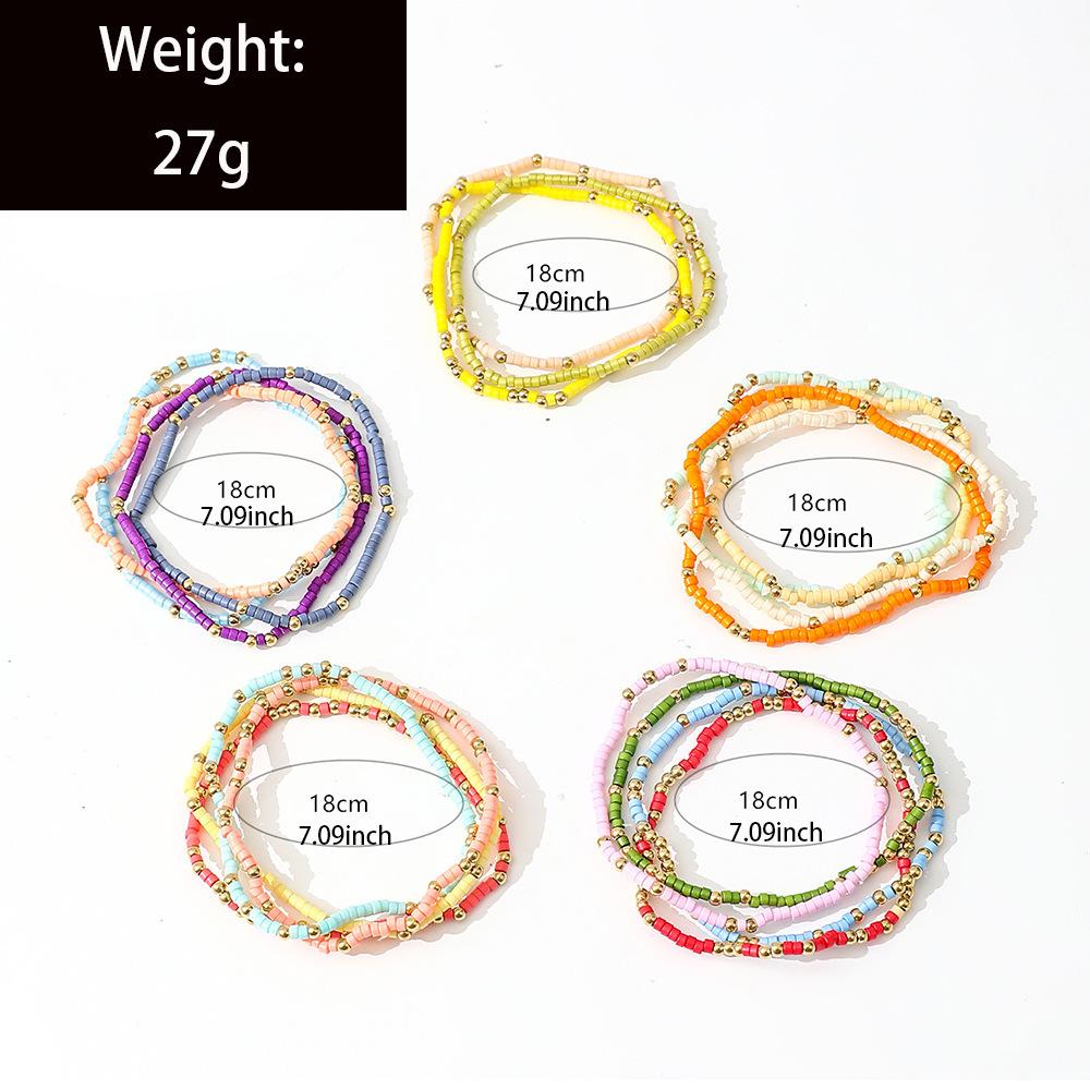 Набор браслетов из бисера в богемном стиле для женщин, разноцветные бусины, эластичная нить, цепочка-браслет, для девушек, летний, пляжный отпуск, циркон