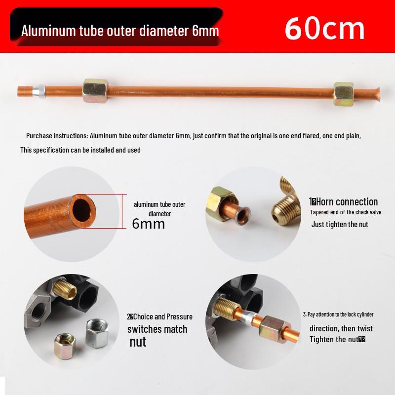 Outus Silent Check Valve Air Compressor with Aluminum Tube and 7-Shaped Stainless Steel Connecting Pipe