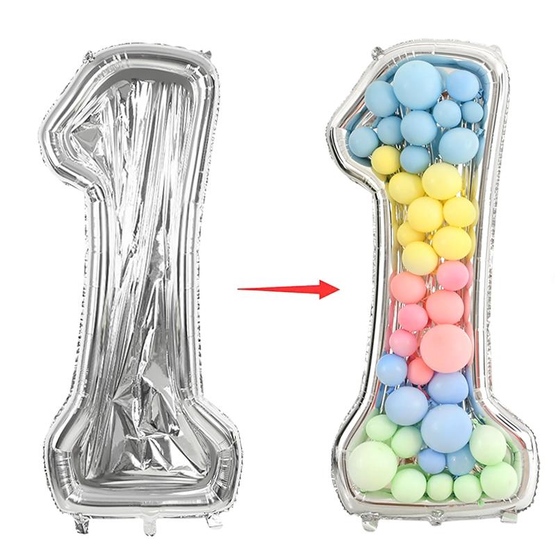 65-дюймовый гигантский фольгированный воздушный шар с цифрами, сделай сам, заполняющая рамка, детский первый день рождения, украшение, принадлежности для годовщины свадьбы, коробка с мозаикой