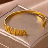Элегантный браслет-манжета с буквой 'Mama' и сердцем для женщин, с подвесками, золотистого цвета, из нержавеющей стали, открывающийся браслет, украшения ко Дню матери, подарок маме