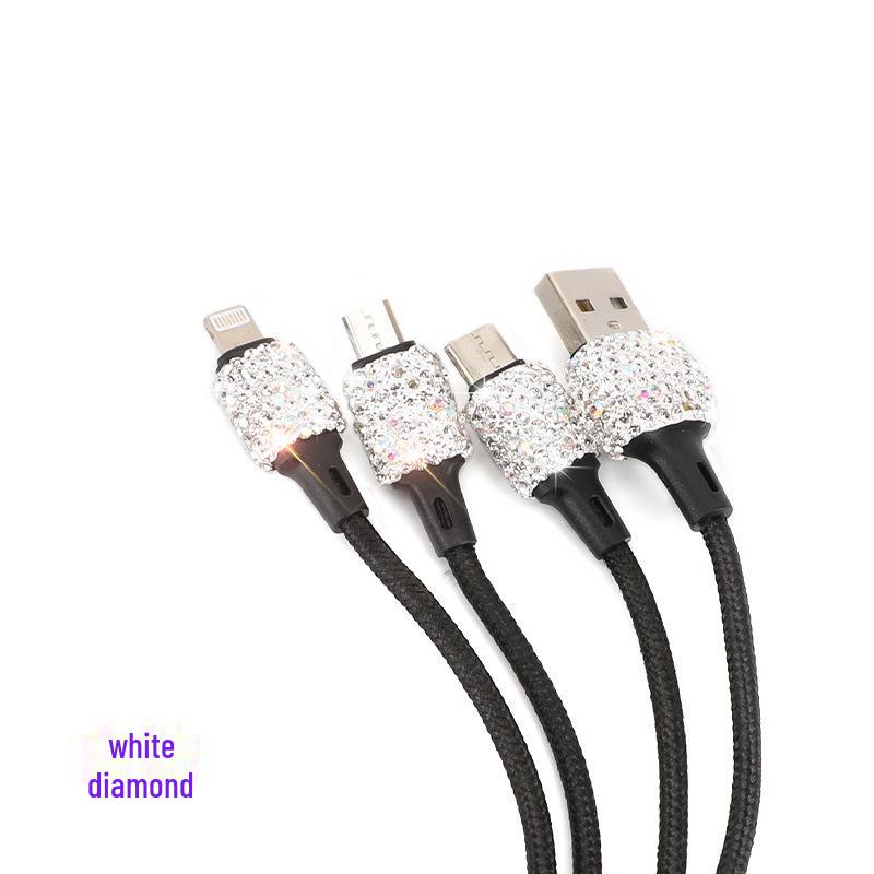 Автомобильное зарядное устройство с двумя USB-портами и алмазной инкрустацией, с интеллектуальным многофункциональным адаптером
