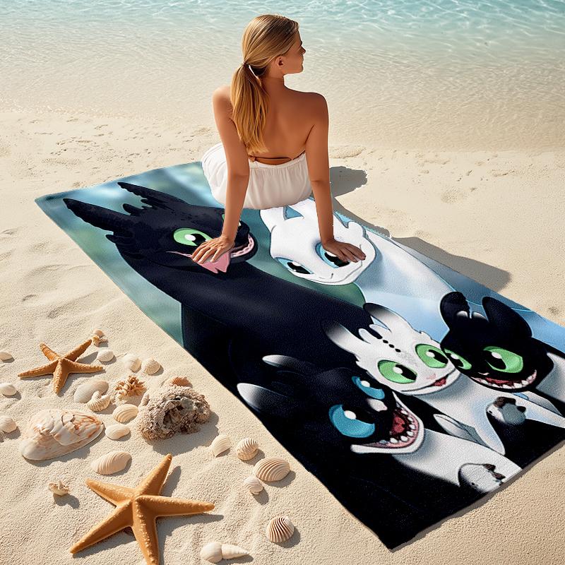 1pc Toothless1 Beach Towel, Comfortable and Thick, and Swimming/Bath/Picnic/Camping Towel, Suitable for Seaside Beaches