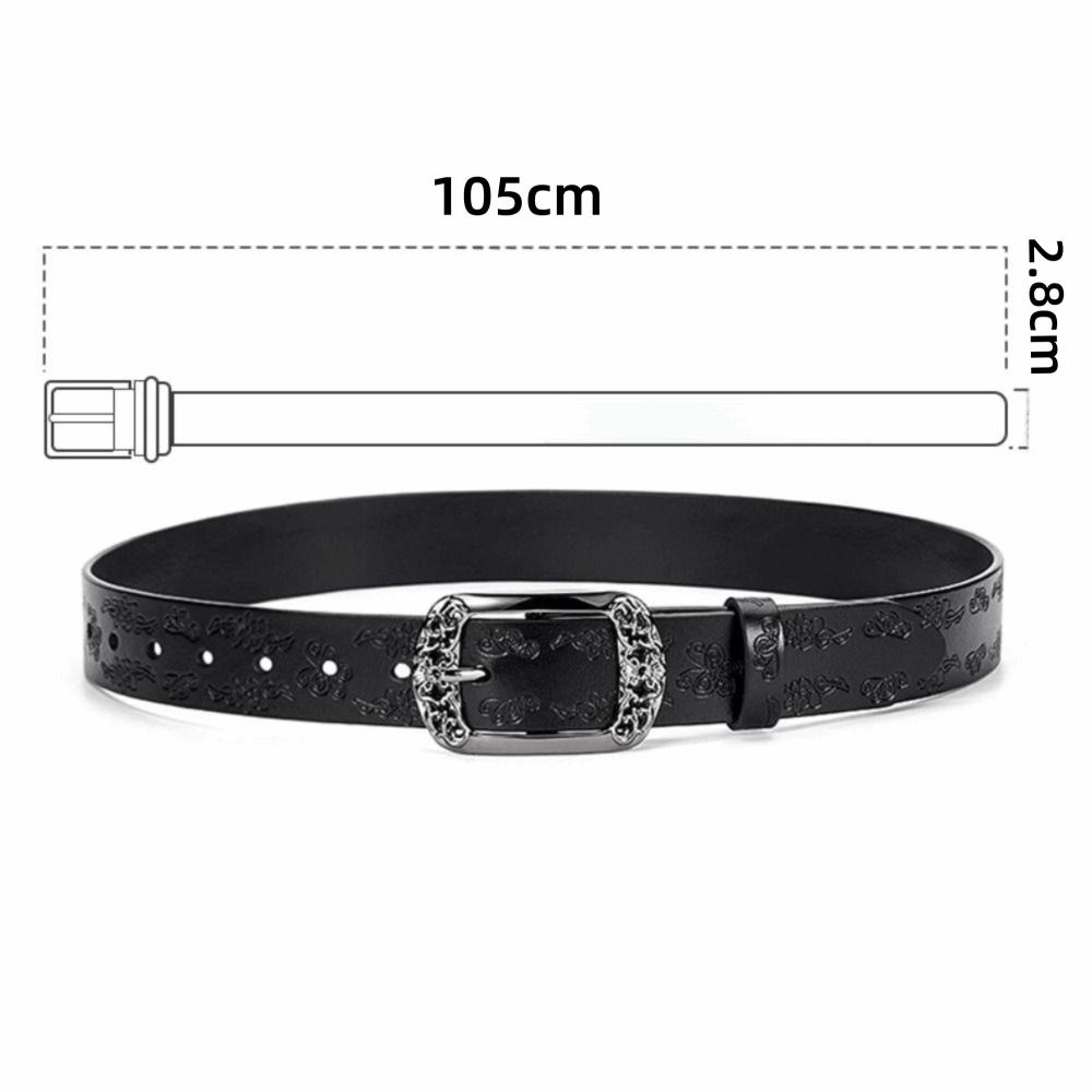 Harajuku Carved Waist Belt Alloy Pin Buckle Punk Waistband Fashion PU Leather Belt For Women