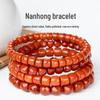 Браслет из южного красного агата в один оборот с гранеными бусинами персикового цвета