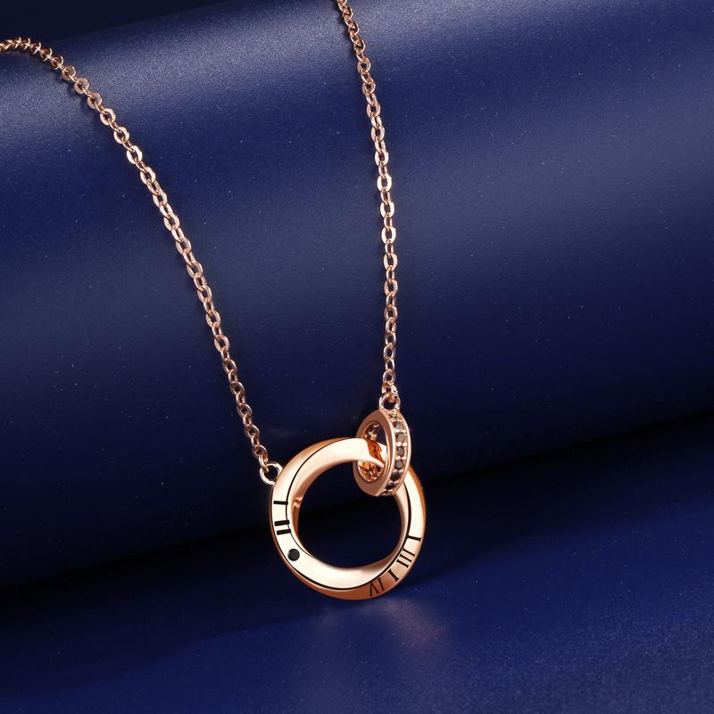 Mobius Couple Double Ring Necklace Female Korean Version Niche Light Luxury High Sense Couple Gift Girl Premium