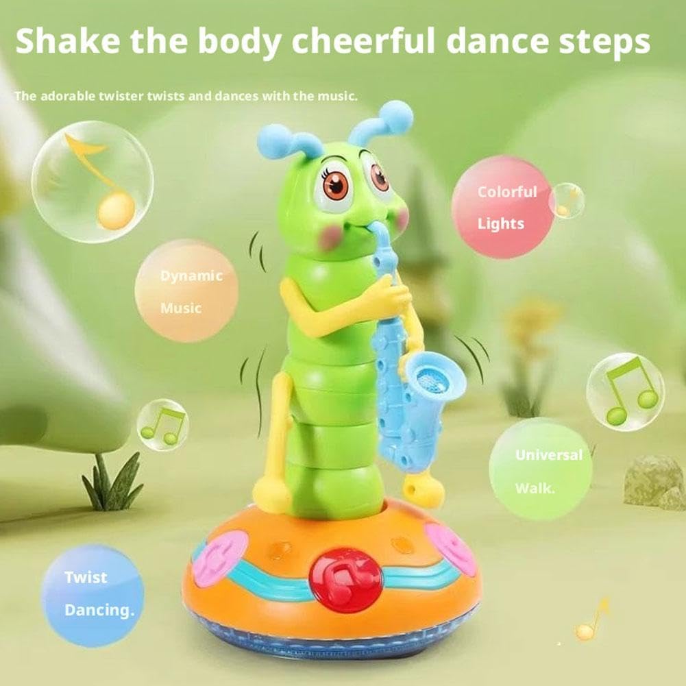 Музыкальная танцующая игрушка-гусеница-саксофон, светодиодные фонарики, забавная электрическая музыкальная игрушка для детей, идеальный подарок для обучения и игр