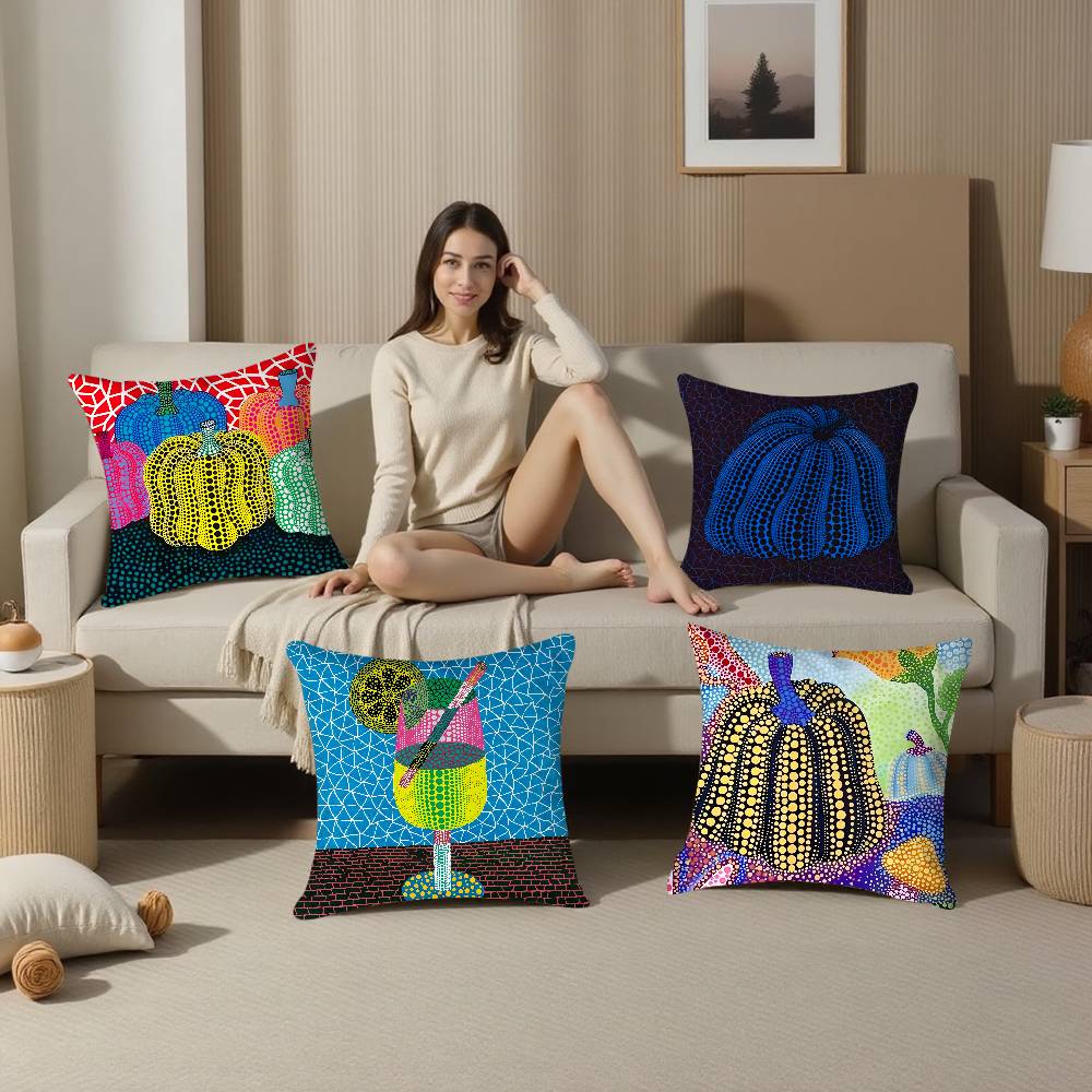 Yayoi Kusama Abstract Art Pumpkin Pillow Case Sofa Living Room Bedroom Double-sided Printing Square Cushion Nap Time Pillow Case