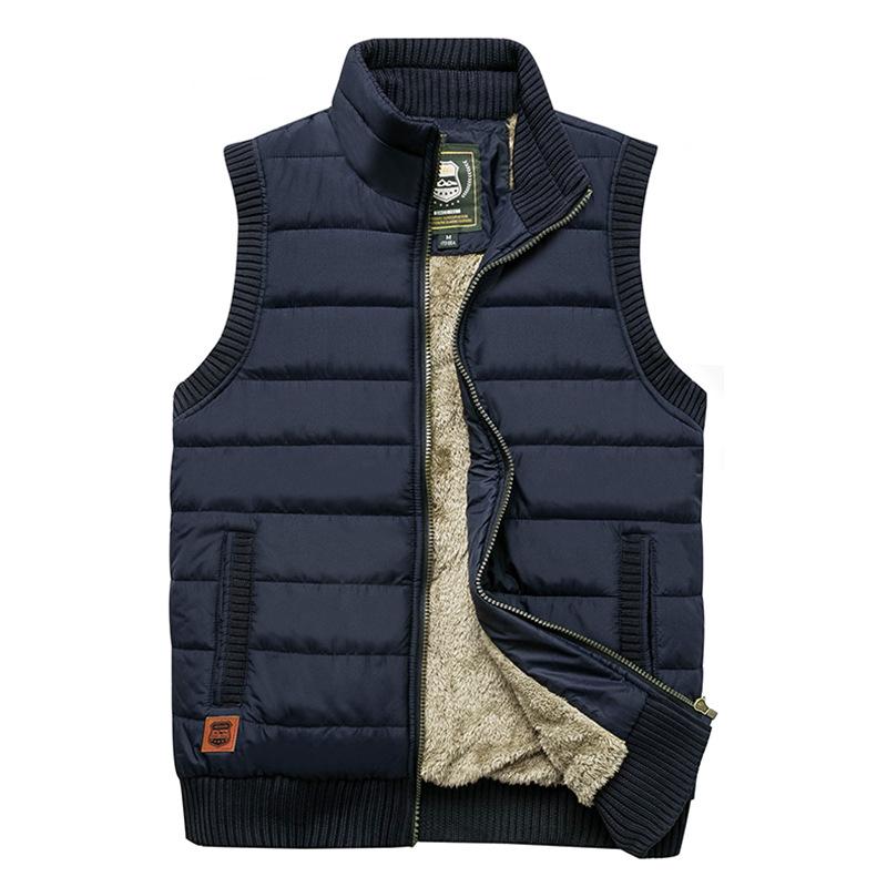 Autumn and Winter Men's Casual Vest Plus Velvet Stand Collar Plus Size Warm Vest Jacket Men's Clothing