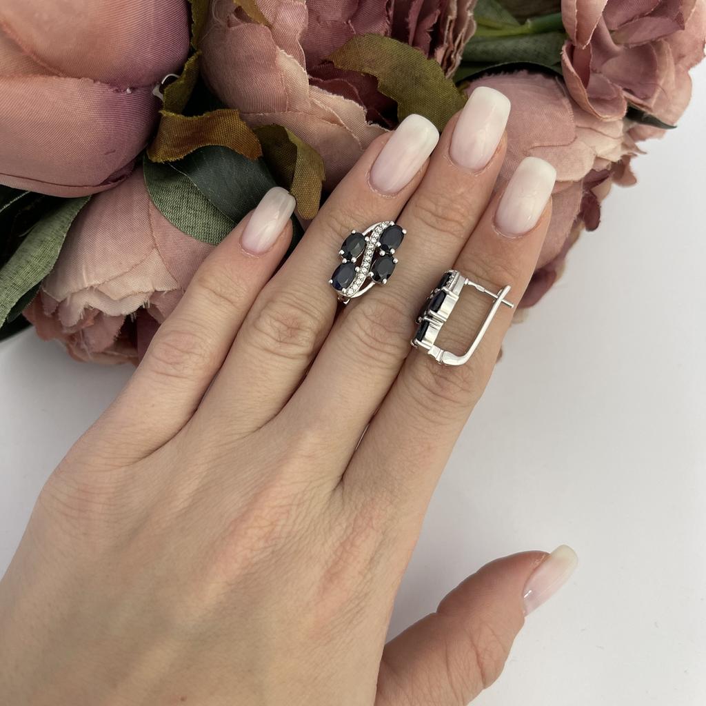 Серебряные серьги с натуральным сапфиром 4.575ct (2104865)