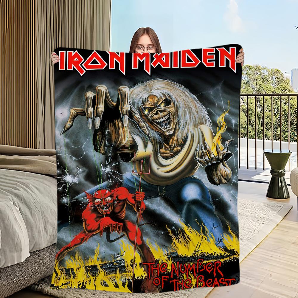 Band Iron Maidens Blanket Skin Friendly Comfort Warm Soft Plush for Sofa Living Room Office Bedroom