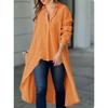Осенняя женская рубашка больших размеров с длинным рукавом, однотонная, свободная, с лацканами